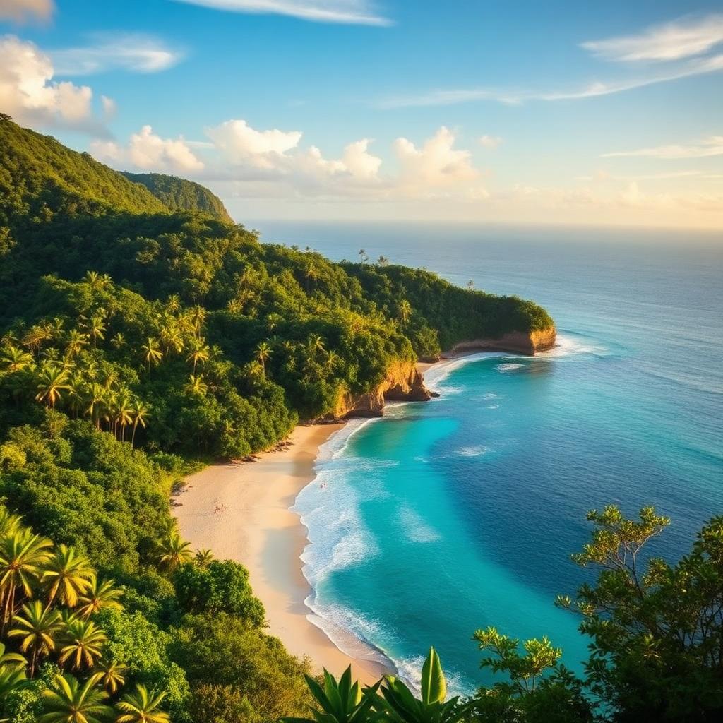 Tropical rainforest meeting a pristine beach on the Costa Rican coast